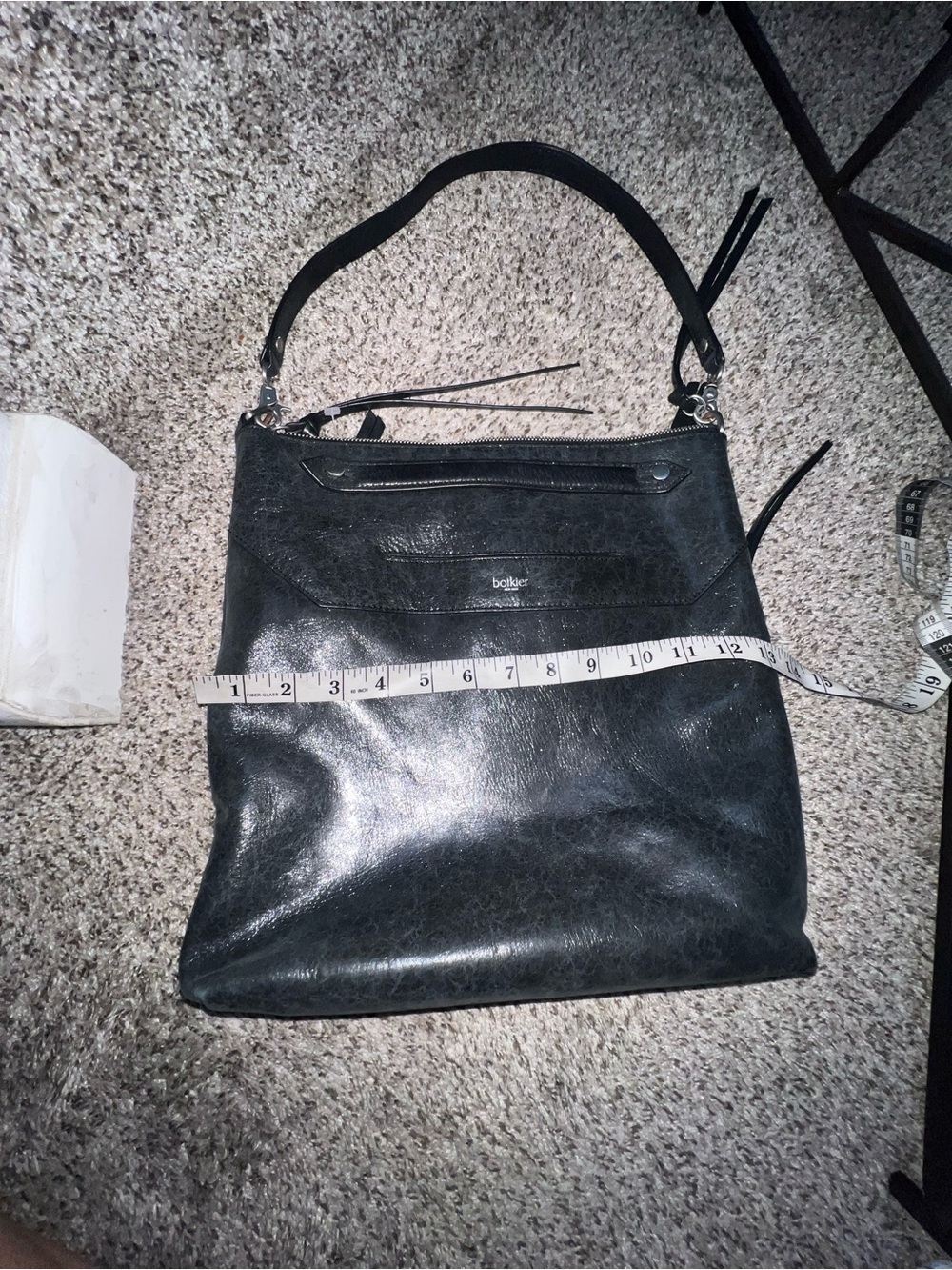 Botkier Logan Leather Hobo Purse in Shiny black leather crossbody shoulder bag - Picture 7 of 9